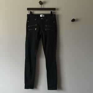 PAIGE EDGEMONT COATED ULTRA SKINNY JEANS BLACK SIZE 26